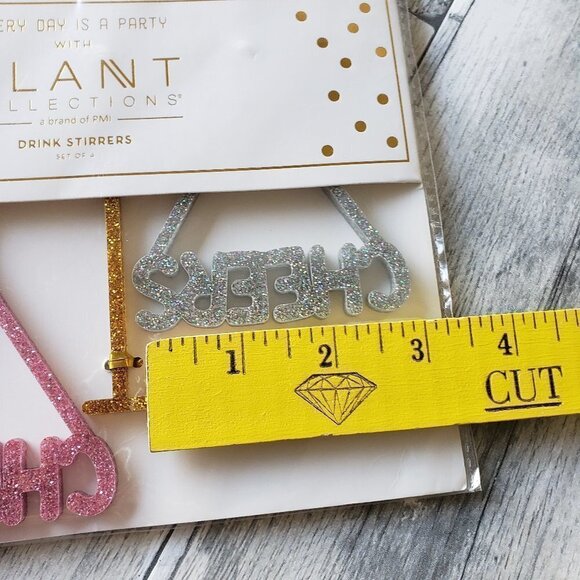 NWT - Set of 4 Glitter Cheers Drink Stirrers - Picture 3 of 3